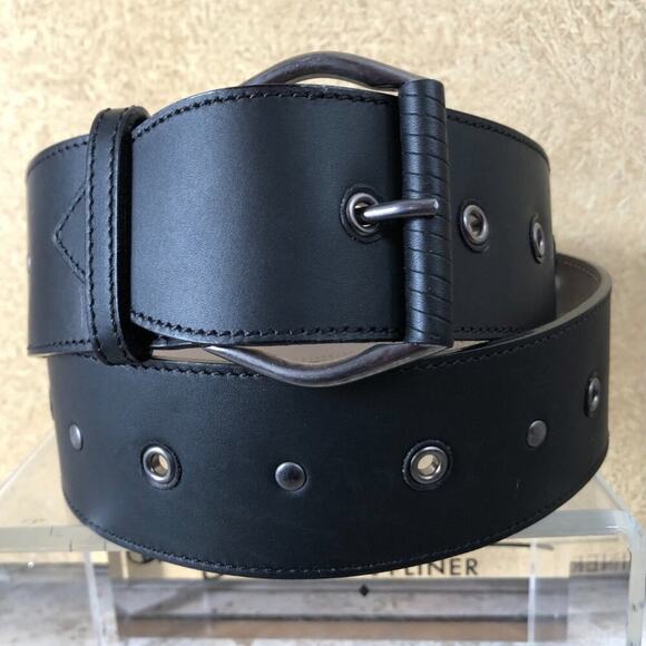 Donald Pliner Belt Expresso Leather Metal Studs 2\